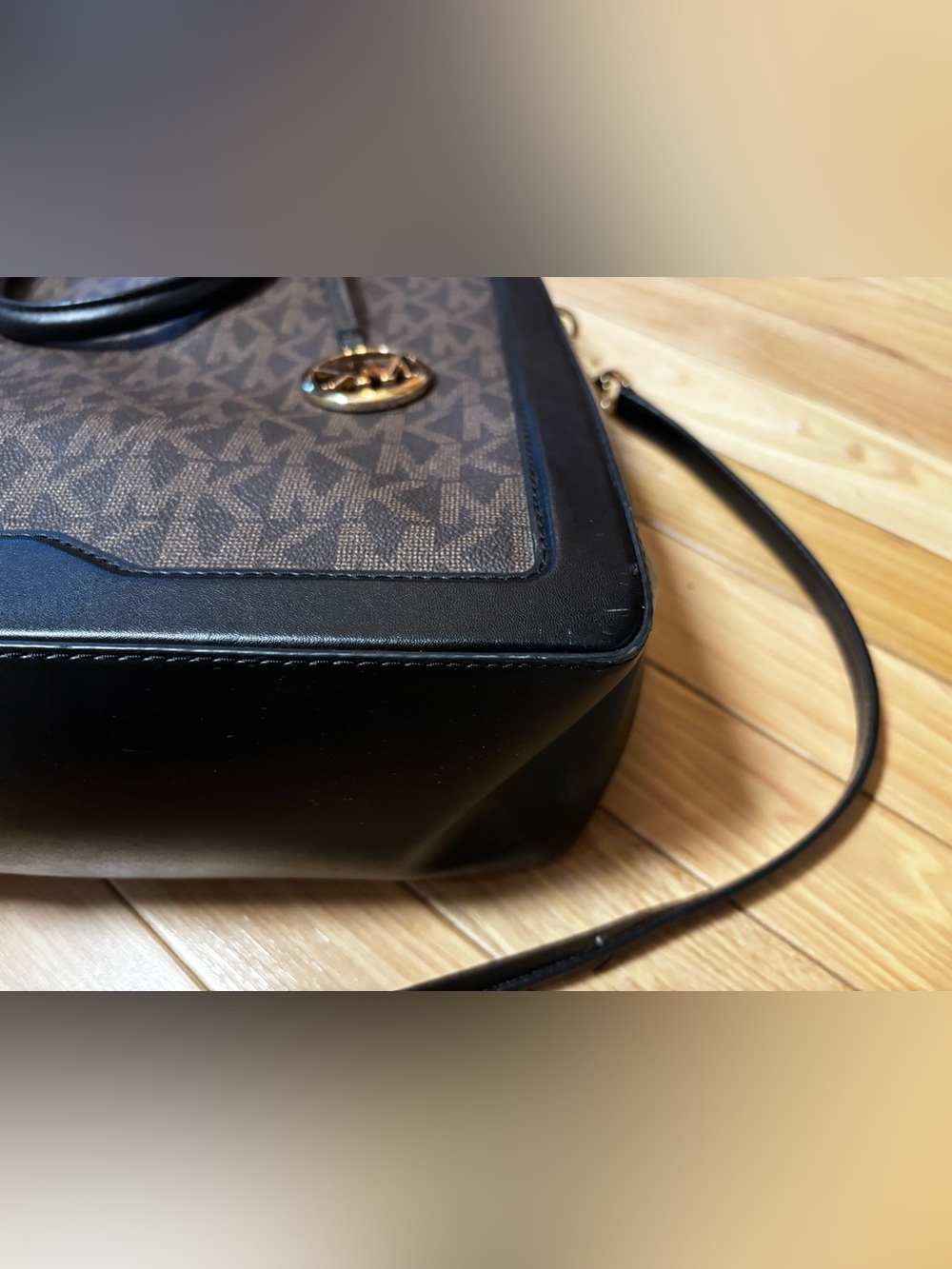 Michael Kors Brown and Black MK Logo Satchel - Picture 3 of 8